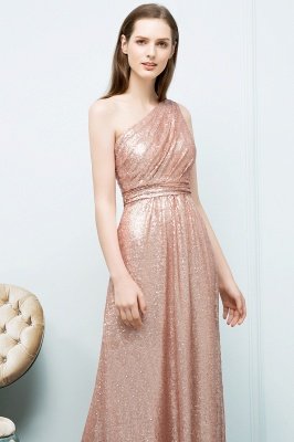 A-line Sequined One-shoulder Sleeveless Floor-Length Bridesmaid Dresses_3
