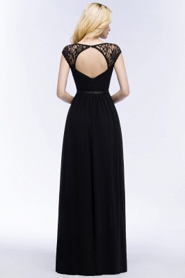ROSALIA | A-line V-neck Floor Length Lace Chiffon Bridesmaid Dresses with Sash_6