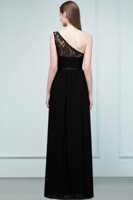 A-line  Lace One-shoulder Floor-length Bridesmaid Dress Floor Length with Sash_2