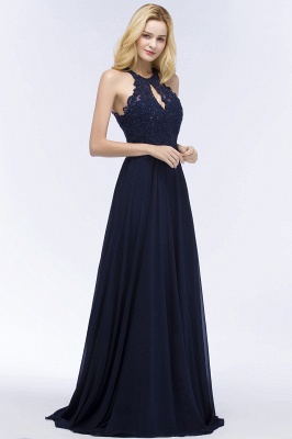 A-line Keyhole Neckline Halter Long Beading Prom Dress_9