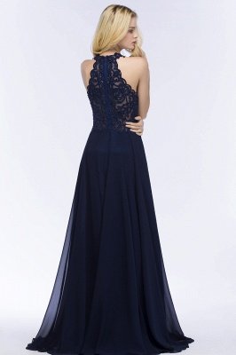 A-line Keyhole Neckline Halter Long Beading Prom Dress_5