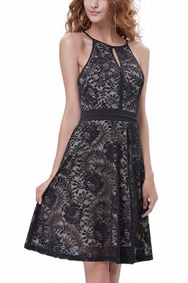 Women's Halter Floral Lace Cocktail Party Dress Homecoming Dress