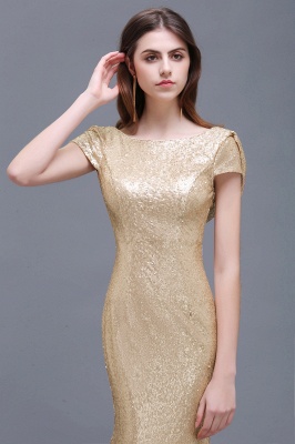 Mermaid Sparkly Sequins Scoop Short-Sleeves Floor-Length Bridesmaid Dresses_5