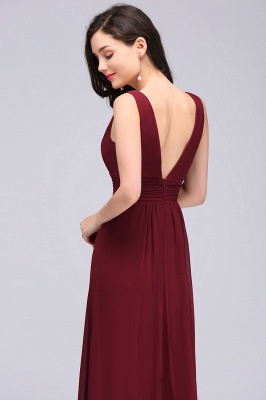 Elegant A-Line  V-Neck Sleeveless Ruffles Floor-Length Bridesmaid Dresses_5