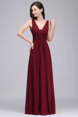 Elegant A-Line  V-Neck Sleeveless Ruffles Floor-Length Bridesmaid Dresses_1