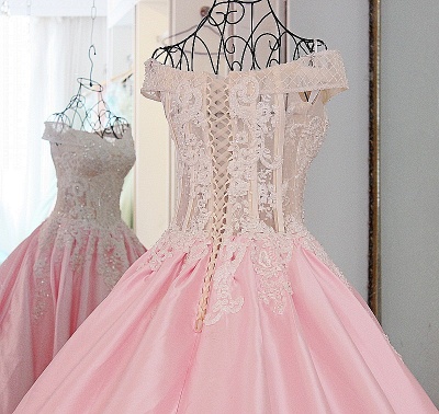 Beautiful Off-the-shoulder Sweetheart Appliques Beading A-Line Prom Dress_4