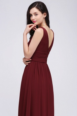 Elegant A-Line  V-Neck Sleeveless Ruffles Floor-Length Bridesmaid Dresses_6