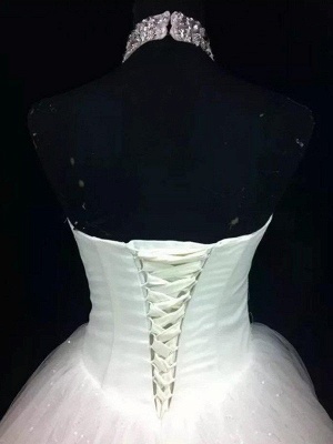 Puffy Sleeveless Floor-Length Beaded Tulle Halter Sequin Wedding Dresses_4