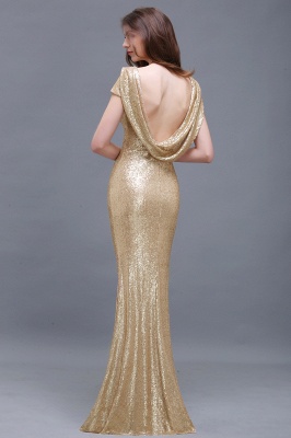Mermaid Sparkly Sequins Scoop Short-Sleeves Floor-Length Bridesmaid Dresses_6