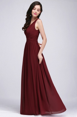 Elegant A-Line  V-Neck Sleeveless Ruffles Floor-Length Bridesmaid Dresses_4