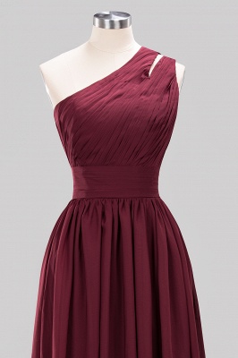 Elegant A-Line Burgundy One-Shoulder Sleeveless Ruffles Floor-Length  Bridesmaid Dresses_10