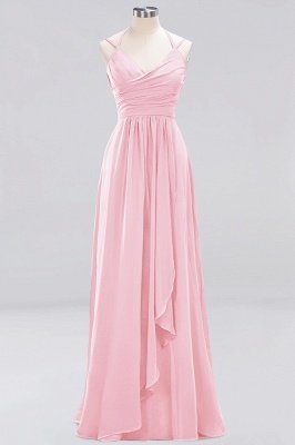 A-line  Spaghetti Straps Sleeveless Ruffles Floor-Length Bridesmaid Dresses_4