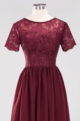 A-line  Lace Jewel Short-Sleeves Floor-length Bridesmaid Dress_9