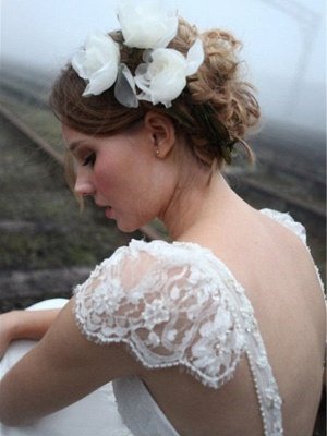 V-neck Floor-Length Sleeveless Lace Chiffon  Wedding Dresses_4