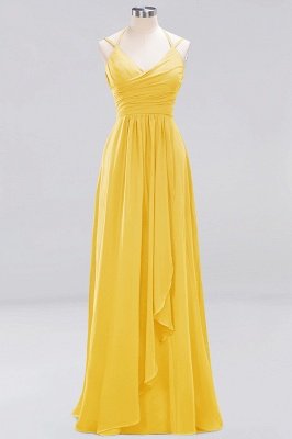 A-line  Spaghetti Straps Sleeveless Ruffles Floor-Length Bridesmaid Dresses_16