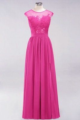 A-line  Lace Jewel Sleeveless Floor-Length Bridesmaid Dresses with Appliques_9