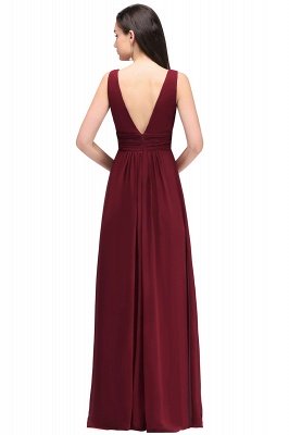 Elegant A-Line  V-Neck Sleeveless Ruffles Floor-Length Bridesmaid Dresses_2