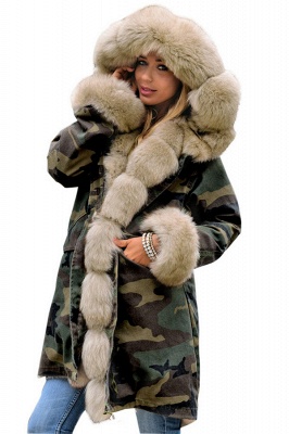 Camo Military Parka Coat with Premium Burgundy Fur Trim | Yesbabyonline.com