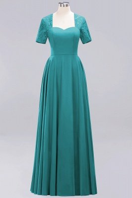 A-Line Chiffon Bridesmaid Dresses | Sweetheart Cap Sleeves Lace Wedding Party Dresses_22