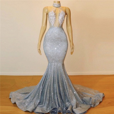 Glamorous Halter Sleeveless Backless Mermaid Floor-Length Prom Dress_4