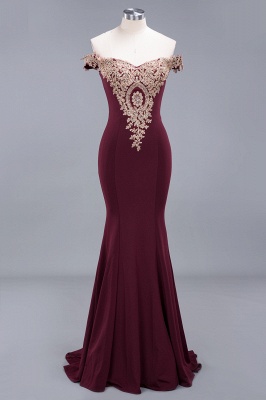 Charming Off-The-Shoulder Floor-Length  Mermaid Appliques Zipper Prom Dress_9