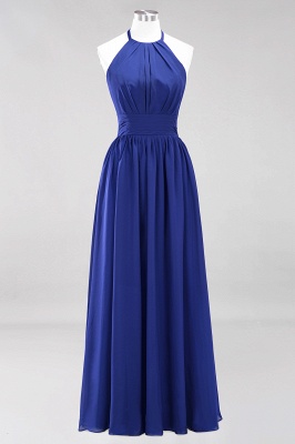 Simple A-Line Chiffon Bridesmaid Dresses | Halter Ruched Hollow Back Maid of The Honor Dresses_25