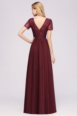 A-line  Lace Jewel Short-Sleeves Floor-length Bridesmaid Dress_2