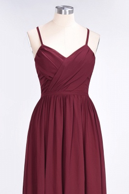 A-Line Spaghetti-Straps V-Neck Sleeveless Floor-Length  Bridesmaid Dress with Ruffles_6