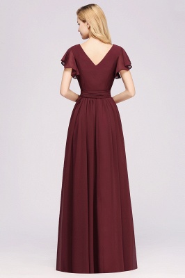 elegant A-line  V-Neck Short-Sleeves Floor-Length Bridesmaid Dresses with Bow Sash_36