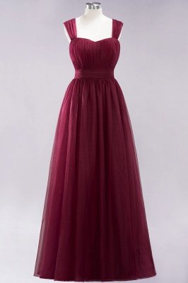 A-Line  Sweetheart Straps Sleeves Floor-Length Bridesmaid Dresses with Ruffles_10