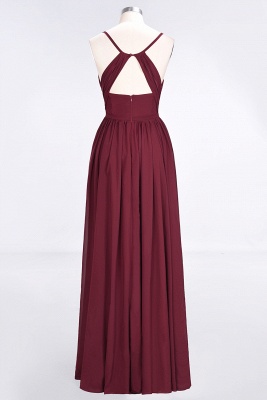 A-Line Spaghetti-Straps V-Neck Sleeveless Floor-Length  Bridesmaid Dress with Ruffles_4