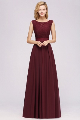 Simple A-Line Chiffon Bridesmaid Dresses | Scoop Sleeveless Lace Appliques Maid of the Honor Dresses_1