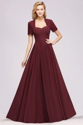 A-Line Chiffon Bridesmaid Dresses | Sweetheart Cap Sleeves Lace Wedding Party Dresses_28