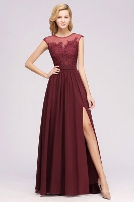 A-line  Lace Jewel Sleeveless Floor-Length Bridesmaid Dresses with Appliques_35