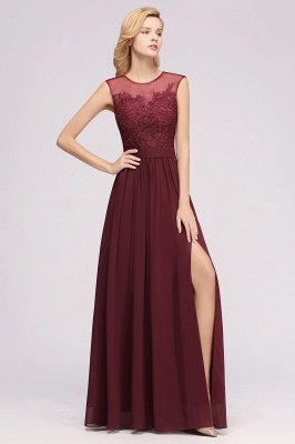 A-line  Lace Jewel Sleeveless Floor-Length Bridesmaid Dresses with Appliques_38