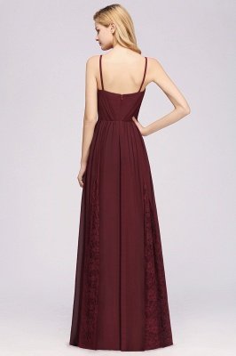 Elegant Long A-line Lace V-Neck Spaghetti Straps Bridesmaid Dress_7