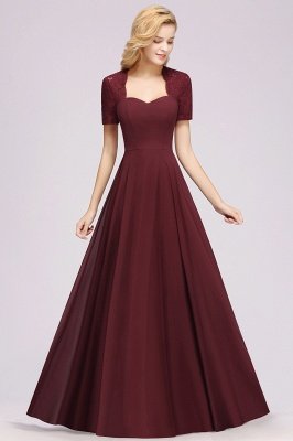 A-Line Chiffon Bridesmaid Dresses | Sweetheart Cap Sleeves Lace Wedding Party Dresses_27