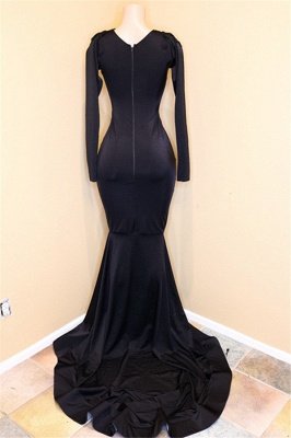 Glamorous Mermaid V-Neck Long-Sleeves Appliques Sequins Prom Dresses_3