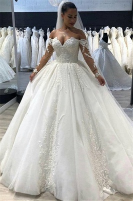 Gorgeous Tulle Sweetheart Long Sleeves Long Wedding Dress ...