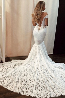 Lace Off-the-Shoulder Wedding Dresses | Sexy Mermaid Floral Bridal Dresses_2