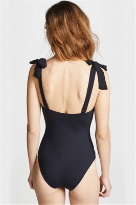 Convertible Black One Piece Lace-up  Swimsuits_7