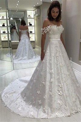 Gorgeous Off-The-Shoulder Strapless Applique Ball-Gown Wedding Dress_1