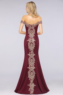 Charming Off-The-Shoulder Floor-Length  Mermaid Appliques Zipper Prom Dress_4