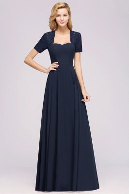 A-Line Chiffon Bridesmaid Dresses | Sweetheart Cap Sleeves Lace Wedding Party Dresses_19
