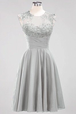 A-line  Appliques Jewel Sleeveless Knee-Length Bridesmaid Dresses with Ruffles_29