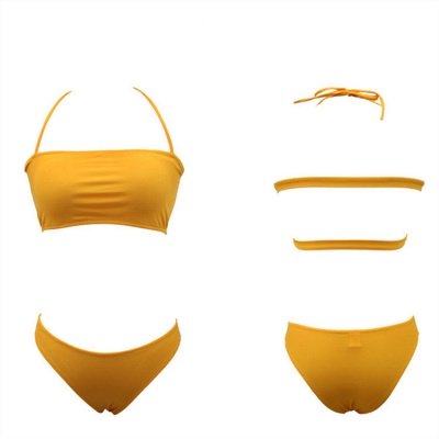 Strapless Halter Bandage Two Piece Bateau Two Piece Swimsuits_9