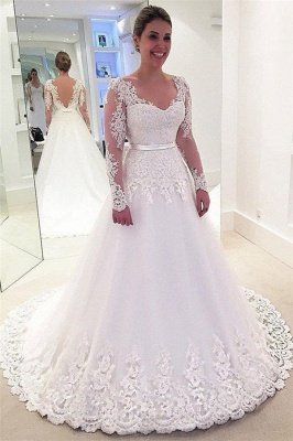 Fashion Lace Appliques Wedding Dresses_1