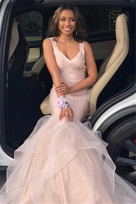 Pretty Sweetheart Sequins Mermaid Floor-length Prom Dress With Tulle Ruffles_3