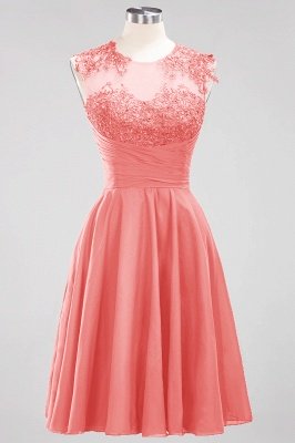 A-line  Appliques Jewel Sleeveless Knee-Length Bridesmaid Dresses with Ruffles_7