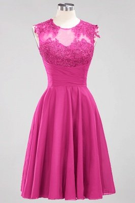 A-line  Appliques Jewel Sleeveless Knee-Length Bridesmaid Dresses with Ruffles_9